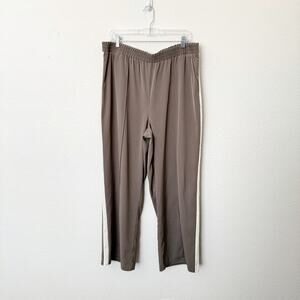 [Primark] Brown White High Rise Side Stripe Wide Leg Pants Elastic Waist Size XL